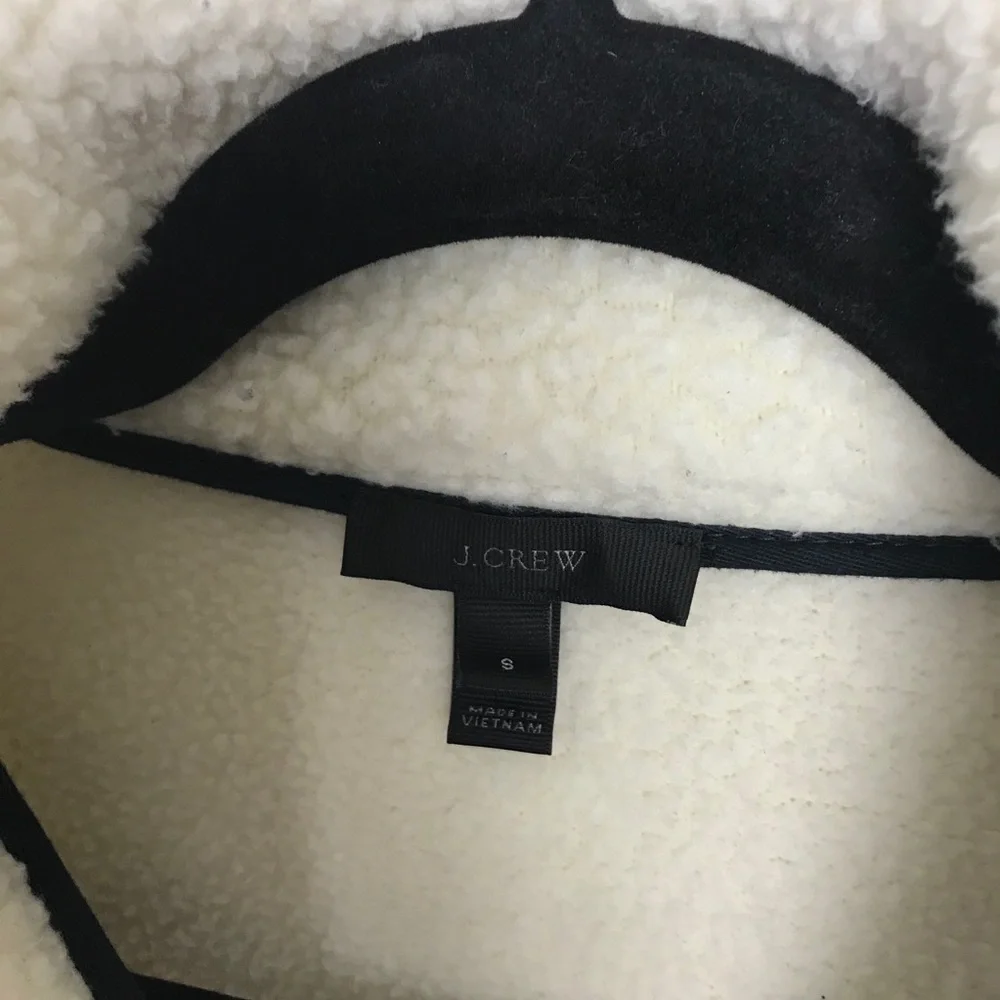 J Crew Ivory Crop Half Zip Polartec Fleece Pullover Sweater